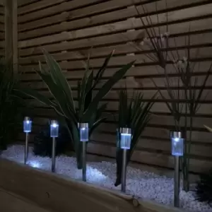 Image of 36cm 5 White LED Stainless Steel Solar Garden Path Lights
