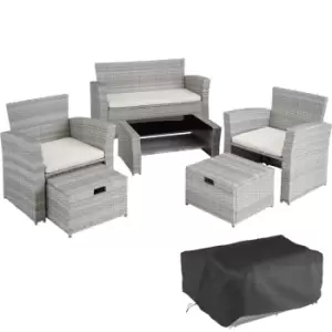 Image of Tectake Modena 4-seater Rattan Garden Sofa Set - Light Grey/Cream