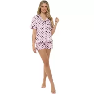 Image of Foxbury Womens/Ladies Button Through Polka Dot Short Pyjamas (16-18) (Black)