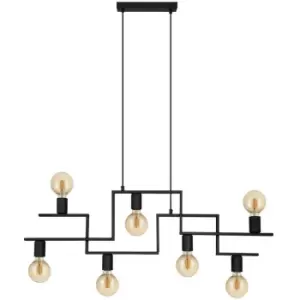 Image of Fembard 7 Lamp Straight Bar Pendant Ceiling Light Black - Eglo