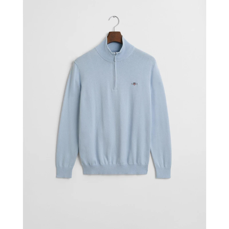 Image of Gant Classic Cotton Half-Zip Sweater Fresh Blue male S