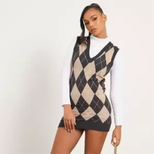 Image of I Saw It First Check Knit Mini Dress - Neutral