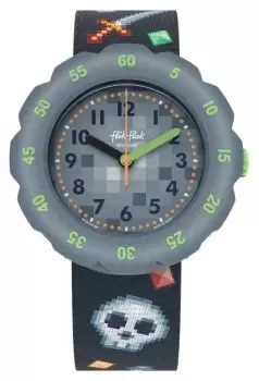 Image of Flik Flak FPSP066 GAMING WORLD (34.75mm) Grey Dial / Grey Watch