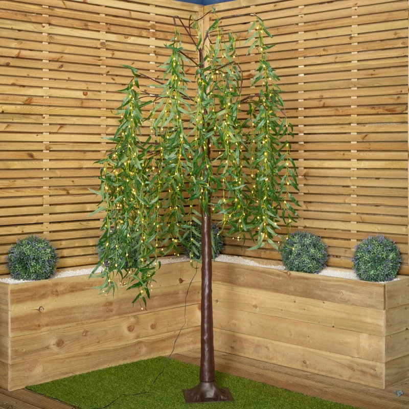 Image of 7ft (2.1m) Tall Light up Christmas Willow Tree with 384 Warm White LEDs