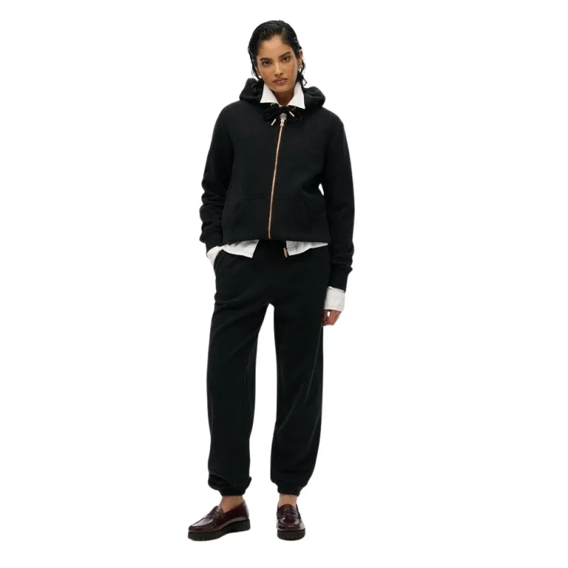 Image of Superdry Womens zip-up hoodie Superdry Logo Essential Noir Female M