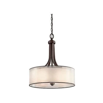 Image of Lacey - 4 Light Large Round Ceiling Pendant Mission Bronze, E27 - Elstead