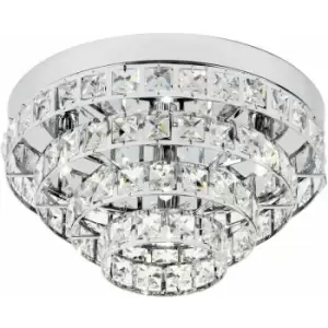 Image of Loops - Semi Flush Ceiling Light Chrome & Crystal 4 Bulb Round Feature Lamp Holder Kit