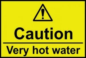 Image of Caution Very Hot Water Sign, S/A Vinyl