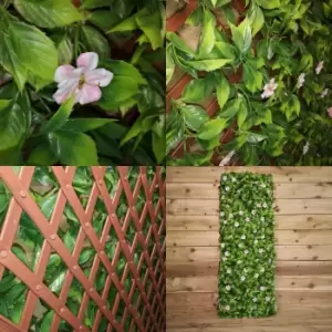 Image of 100cm x 200cm PE Backed Artificial Fence garden Trellis Privacy Screening Indoor Outdoor Wall Panel - Japanese Cherry