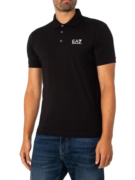 Image of EA7 Chest Logo Polo Shirt Black S