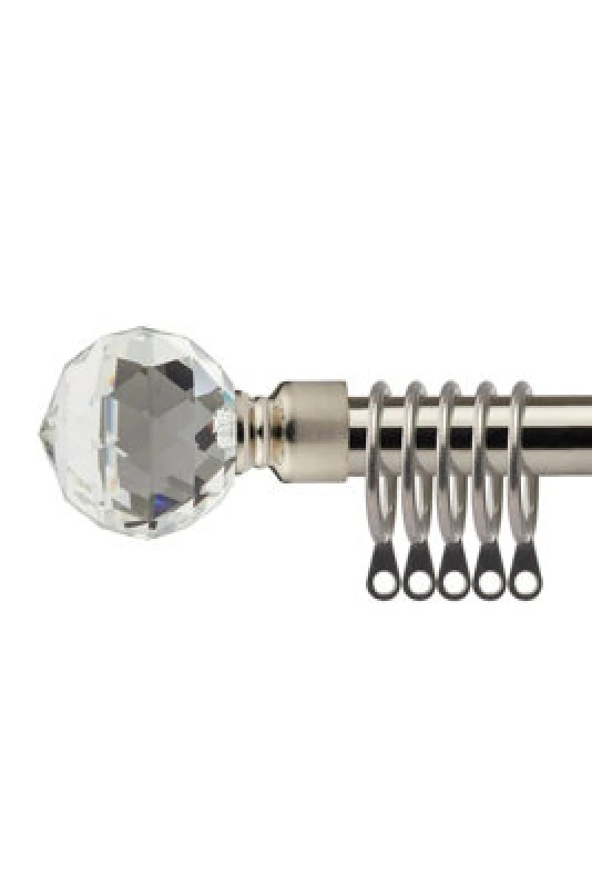 Image of 16-19mm Cristalla Extendable Metal Curtain Pole Set Brushed Silver 160-300Cm