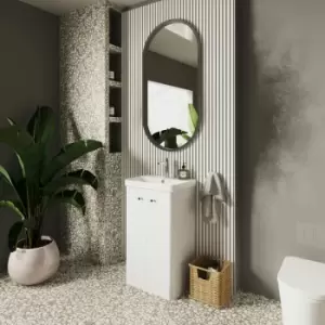 Image of Nuie - Core Floor Standing 2-Door Vanity Unit with Thin Edge Basin 500mm Wide - Gloss White