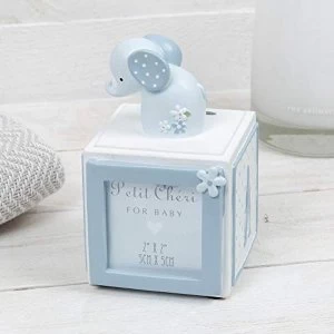 Image of Petit Cheri Elephant Letter Cube Money Box with Frame - Blue