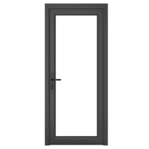 Image of Crystal uPVC Clear Single Door Full Glass Right Hand Open 920mm x 2090mm Clear Glazing - Grey