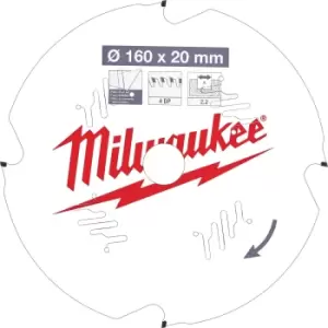 Image of Milwaukee Fibre Cement Cutting Circular Saw Blade 160mm 4T 20mm