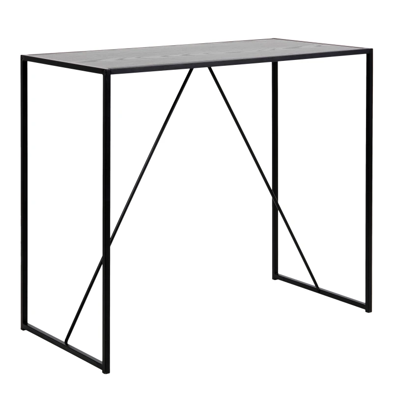 Image of Furniture To Go Seaford Black Metal Bar Table with Black Ash Top Black Unisex