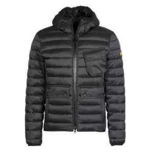 Image of Barbour International Racer Ouston Hooded Quilted Jacket - Black