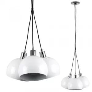 Image of Eyre 3 Way Pendant in Chrome with Mini Arco Shades in White