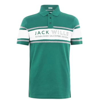 Image of Jack Wills Stakeford Cut and Sew Polo - Evergreen