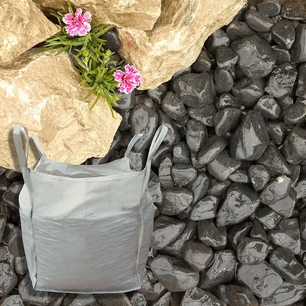 Image of Stylish Stone Onyx Black Cobbles, Bulk Bag - 750kg Black