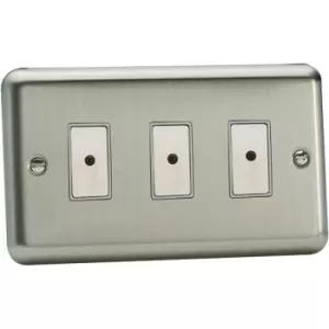 Image of Varilight 3-Gang V-Pro Eclique2 Touch/Remote Control LED Dimmer - Brushed Chrome - JSE103