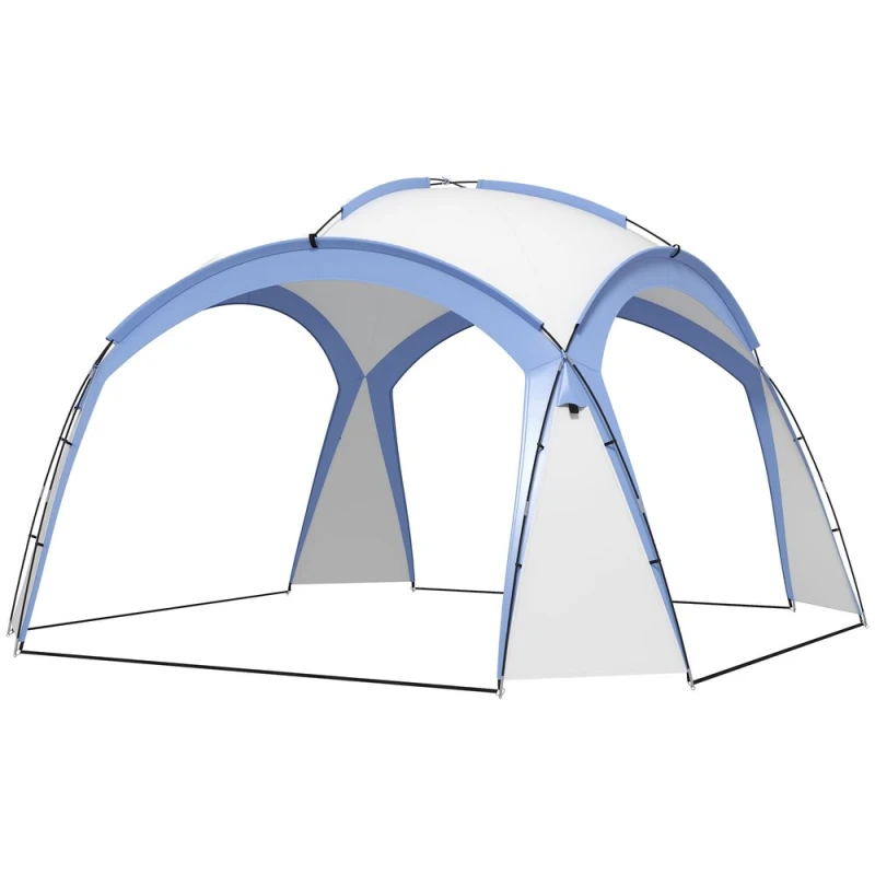 Image of Outsunny 3.5 x 3.5M Camping Gazebo, Outdoor Event Shelter Dome Tent Garden Sun Shelter Patio Spire Arc Pavilion Camp Sun Shade Light Blue