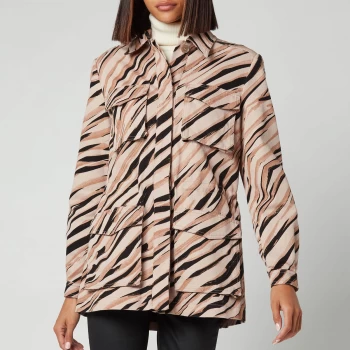 Image of Ted Baker Womens Hamiel Printed And Washed Cargo Jacket - Natural - UK 10