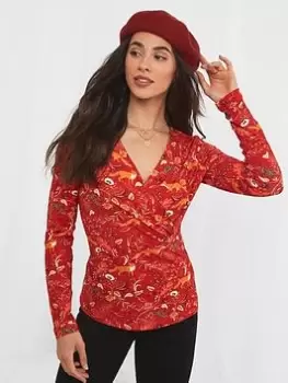 Image of Joe Browns Foxy Lady Wrap Top - Orange, Size 8, Women