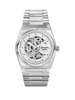Image of Accurist Mens Origin Skeleton Automatic Silver Stainless Steel Bracelet 41Mm Watch