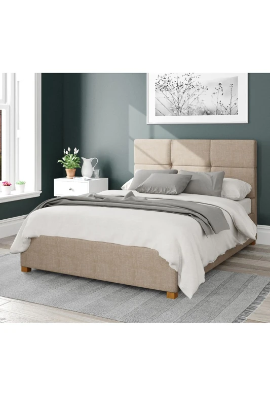 Image of Aspire Aspire Caine Upholstered Ottoman Storage Bed, Malham Weave Fabric in Taupe Size: King Taupe King Unisex 5057632187949