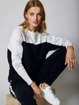 Image of Mint Velvet Blocked Star Cashmere Batwing Jumper - Navy