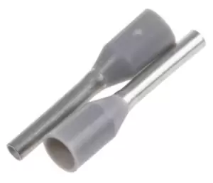 Image of Weidmuller Insulated Crimp Bootlace Ferrule, 8mm Pin Length, 1.2mm Pin Diameter, 0.75mm Wire Size, Grey