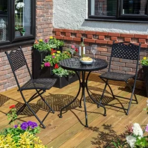 Image of Rowlinson Havana Steel 3 Piece Garden Bistro Set, Black