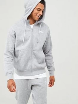 Image of Nike Sportswear Club Fleece Full Zip Hoodie - Dark Grey, Size S, Men