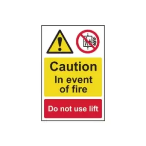 Image of Scan Caution Event of Fire Do Not Use Lift - PVC Sign 200 x 300mm