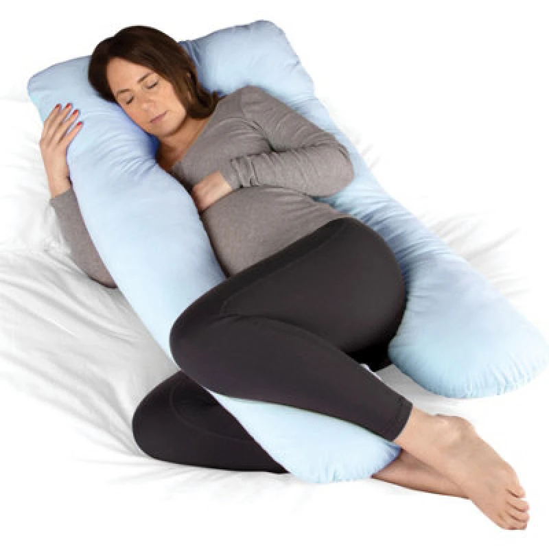 Image of Dreamcatcher Pregnancy Pillow Micro Fleece U Shaped Maternity Support Pillow Grey Blue Pink Options Blue