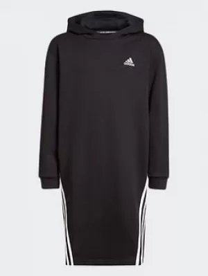 Image of adidas Primegreen Future Icons 3-stripes Hooded Dress, Black/White, Size 7-8 Years
