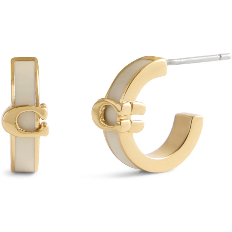 Image of COACH Womens Gold Huggie Earrings Huggie Earrings One Size Gold 71138110000