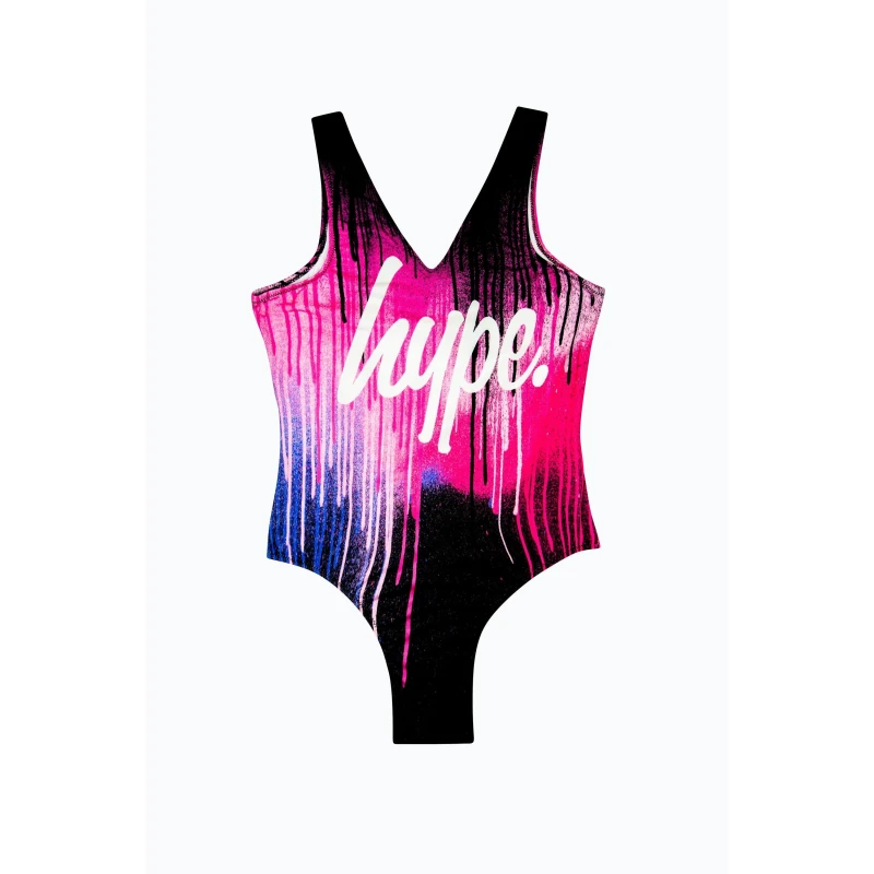 Image of Hype Multi Pink Drips Swimsuit Multi female