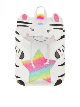 Image of Accessorize Girls Zoe Zebra Rainbow Backpack - White