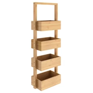Image of Freestanding Shelf Bamboo 88x16x28cm with 4 Storage Baskets