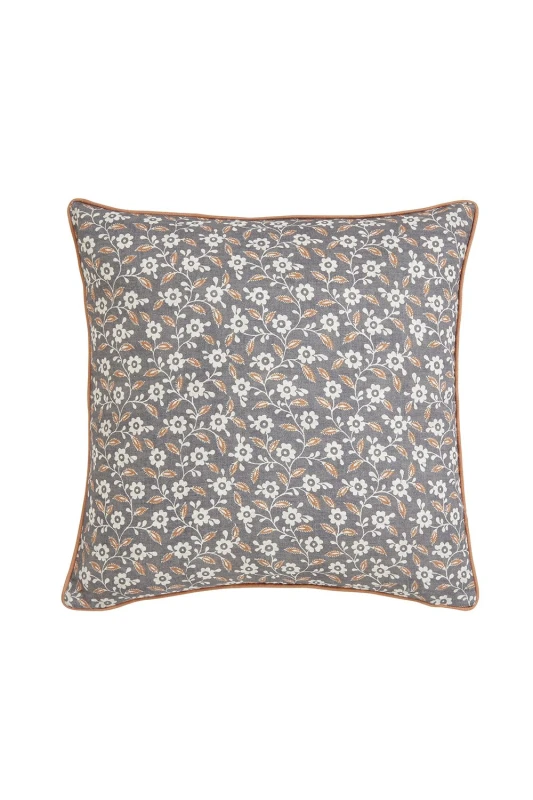 Image of Helena Springfield Helena Springfield 'Folk Ditsy' Cotton Cushion in Grey Size: 45cm x 45cm Grey 45cm x 45cm Unisex 5016709715515