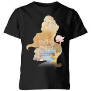 Image of Disney Princess Filled Silhouette Belle Kids T-Shirt - Black - 9-10 Years