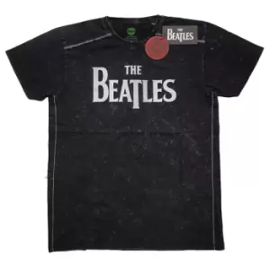 Image of The Beatles - Drop T Logo Unisex XX-Large Snow Wash T-Shirt - Black