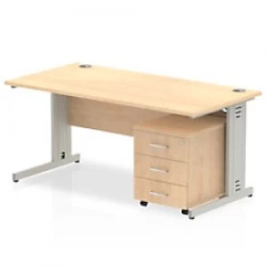 Image of Impulse 1400 Straight Wire Managed Workstation 500 Three drawer mobile Pedestal Bundle Maple
