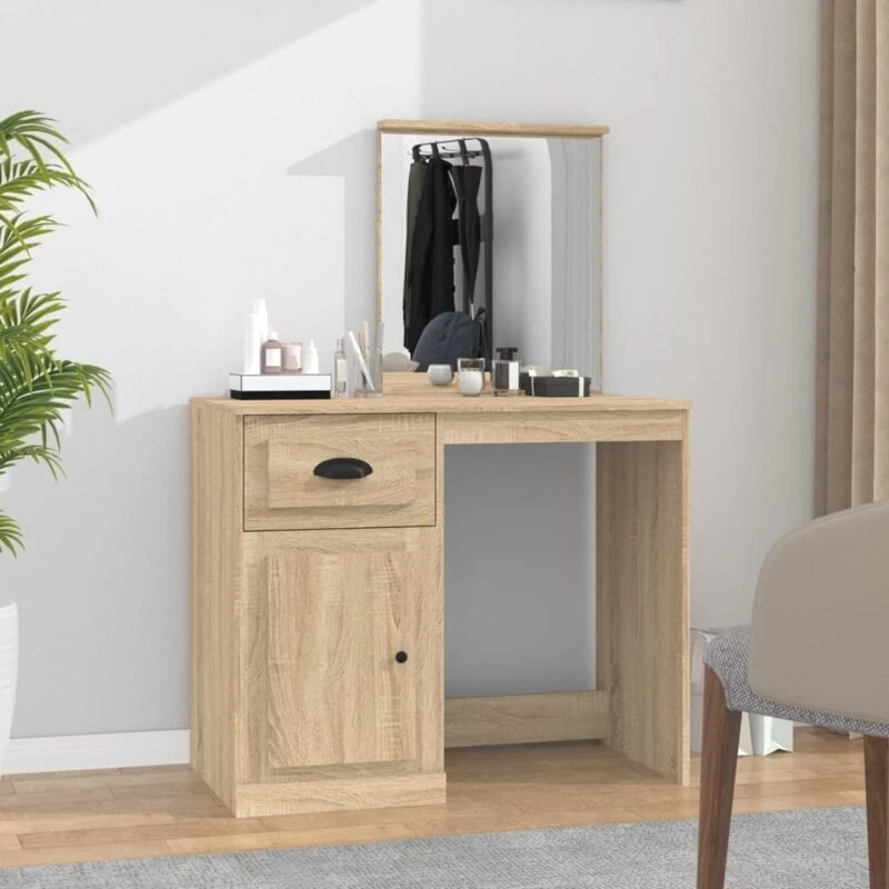 Image of VIDAXL Dressing Table with Mirror Sonoma Oak 90x50x132.5cm Engineered Wood Vidaxl 8720845794057