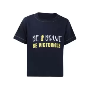 Image of Little Knight Childrens/Kids Be Brave T-Shirt (5-6 Years) (Navy/Yellow)