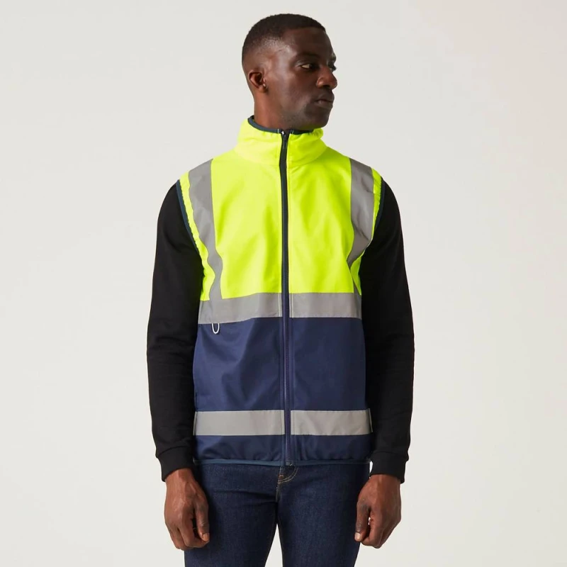 Image of Regatta Mens Hi-vis Full Zip Gilet in Navy Size: Medium Navy Male M