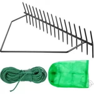 Image of Vevor Pond Rake Aquatic Weed Rake 32" Double Sided Lake Weed Cutter W/ 66' Rope