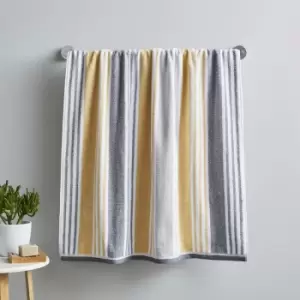 Image of Catherine Lansfield Kelso Stripe Soft & Absorbent 100% Cotton 450gsm Hand Towel, Ochre